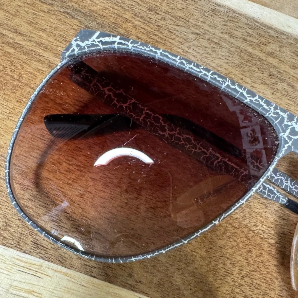 Vintage Jantzen Aviator Sunglasses Gray Crackle Frame Brown Lens Retro Unisex
